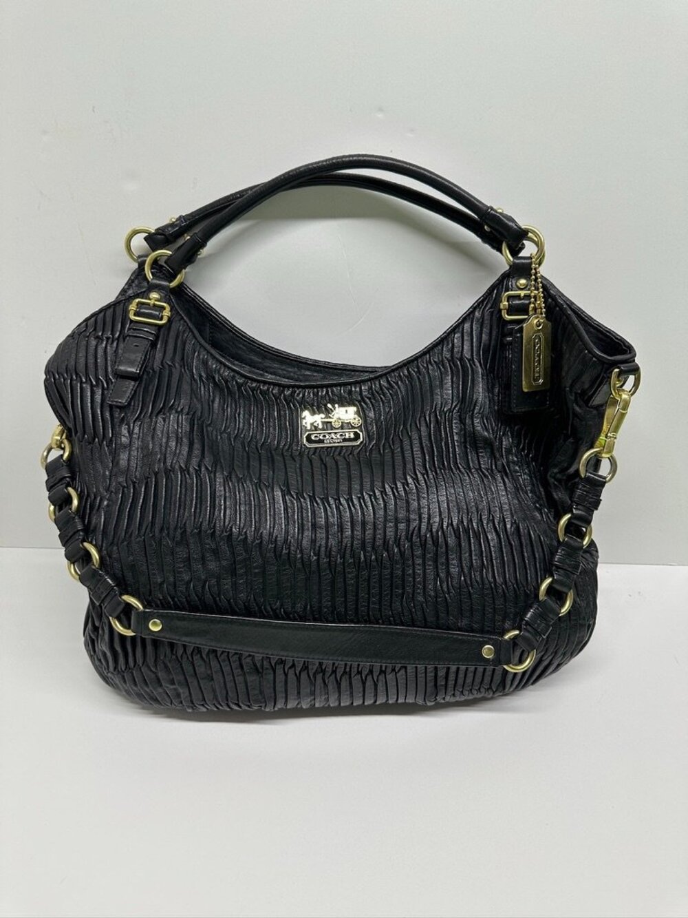 RARE Vintage Coach Madison Gathered Leather Large Shoulder Bag No: F1082-15931